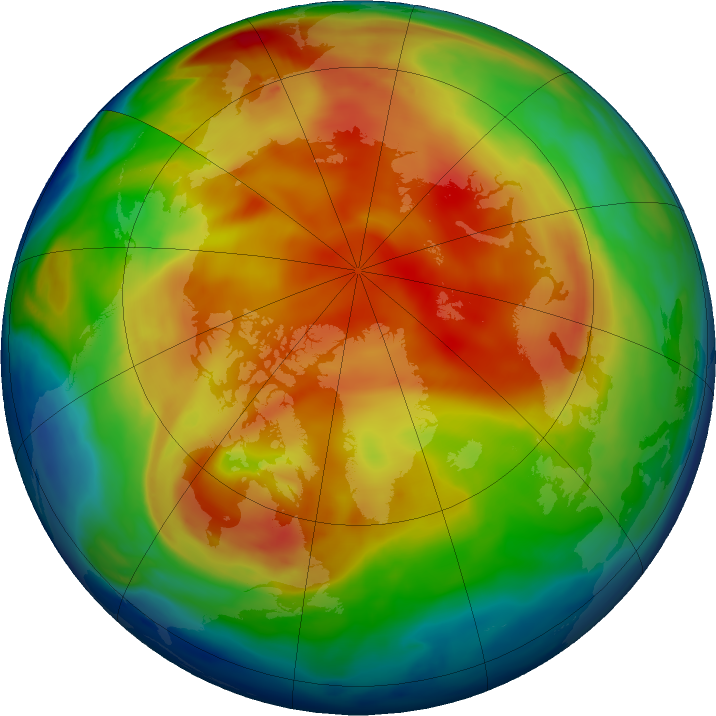 Arctic ozone map for 19 January 2019
